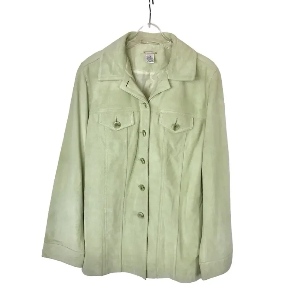 Levi's Strauss Suede Jacket Vintage Light Pastel Green Truckers Coat Medium